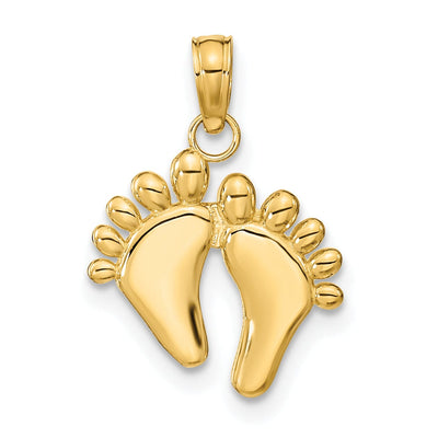 14K Yellow Gold Solid Flat Back Double Feet Hang Ten Style Charm Pendant at $ 86.94 only from Jewelryshopping.com