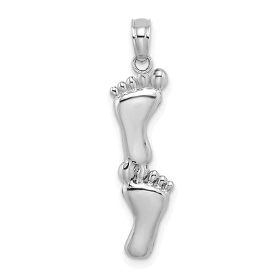 14K White Gold Solid Polished Finish Flat Back Double Vertical Feet Charm Pendant at $ 73.12 only from Jewelryshopping.com