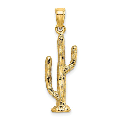 14K Yellow Gold Textured Polished Finish 3-Dimensional Saguaro Cactus Design Charm Pendant at $ 293.49 only from Jewelryshopping.com