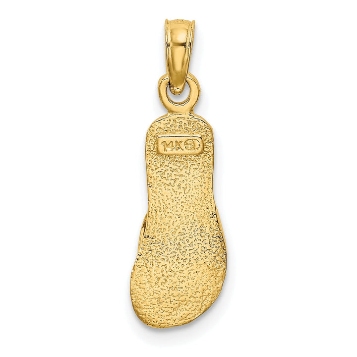 14K Yellow Gold Polished Finish Flat Back 3-Dimensional with Strap Flip-Flop Sandle Charm Pendant