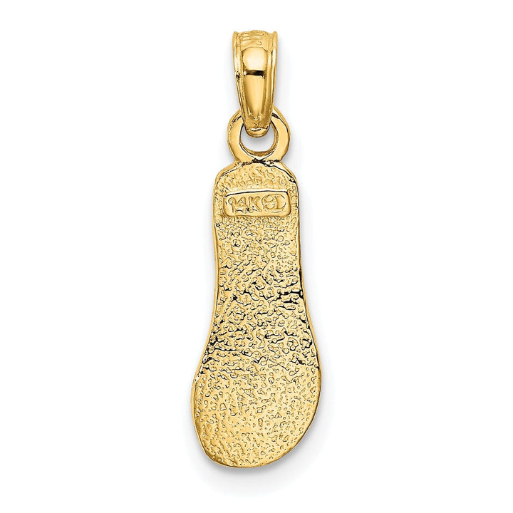 14K Yellow Gold Flat BackPolished Finish 3-Dimensional with Strap Flip-Flop Sandle Charm Pendant