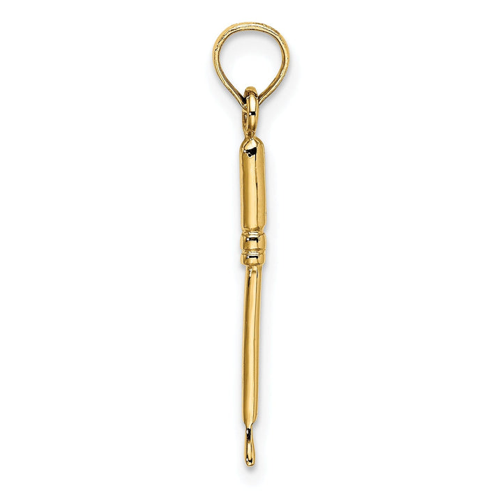 14K Yellow Gold Polished Finish 3-Dimensional Weeding Garden Tool Charm Pendant