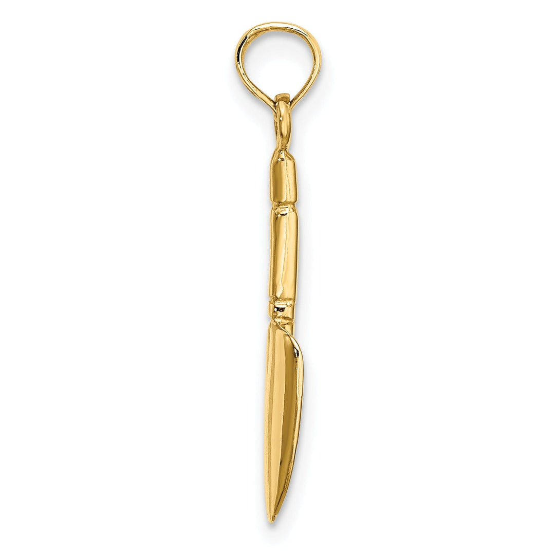 14K Yellow Gold Polished Finish 3-Dimensional Garden Trowel Tool Charm Pendant