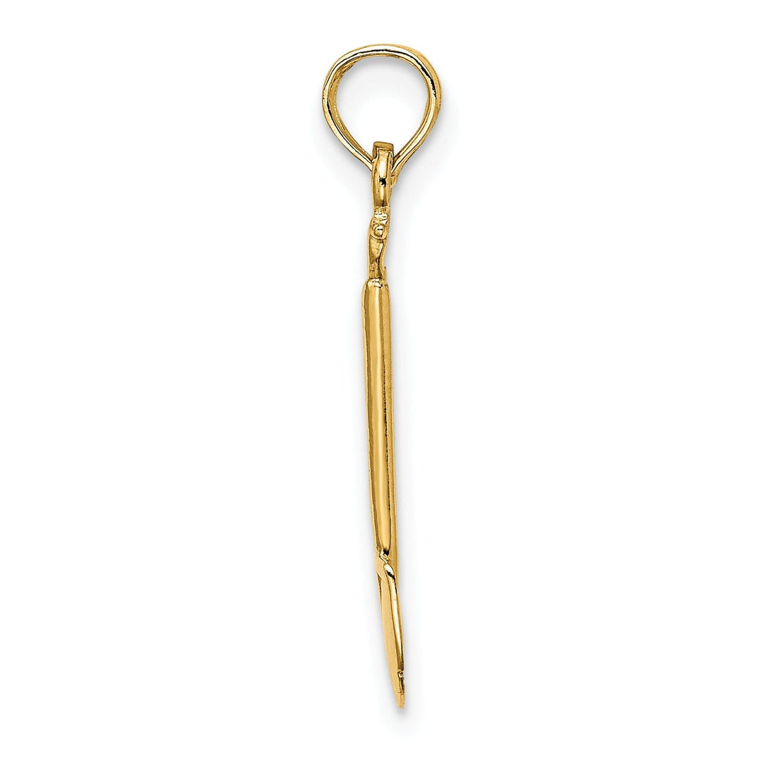 14K Yellow Gold Polished Finish 3-D Garden Shovel Tool Charm Pendant