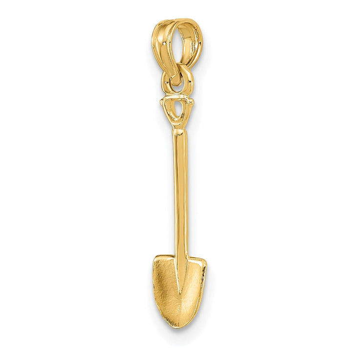 14K Yellow Gold Polished Finish 3-D Garden Shovel Tool Charm Pendant