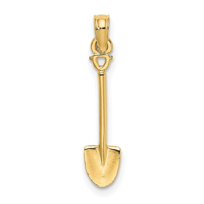 14K Yellow Gold Polished Finish 3-D Garden Shovel Tool Charm Pendant