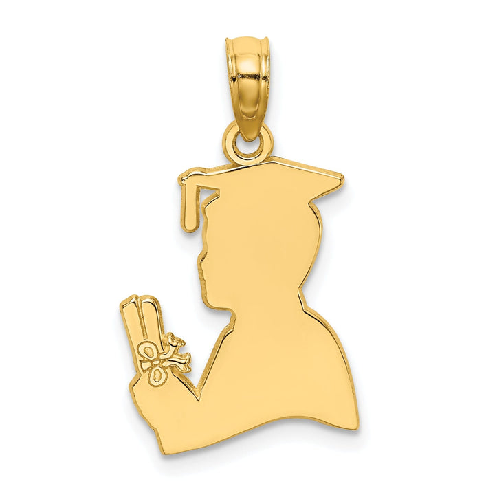 14k Yellow Gold Polished Finish Male Graduation Profile Charm Pendant