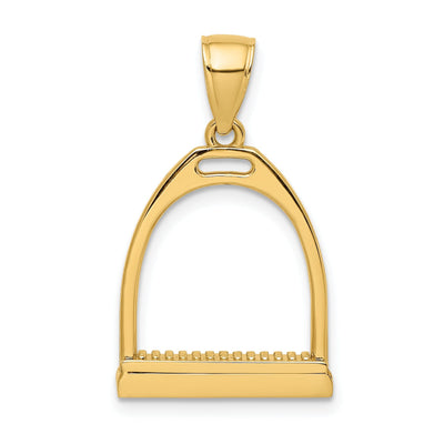 14K Yellow Gold Polished Finish 3-Dimensional Large Horse Stirrup Charm Pendant at $ 307.33 only from Jewelryshopping.com