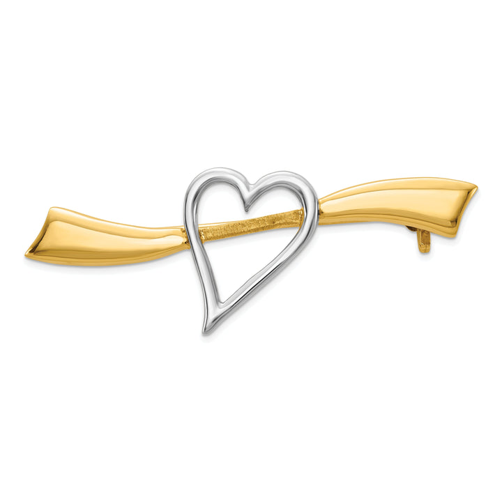 14k Two-tone Gold Solid Heart Pin