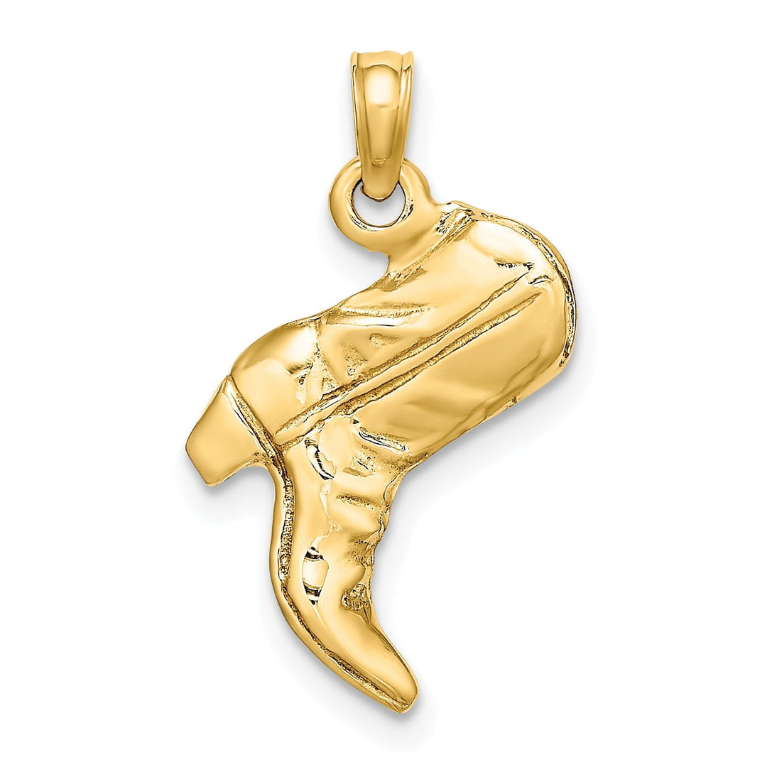 14K Yellow Gold Polished Finish 3-Dimensional Cowboy Boot Charm