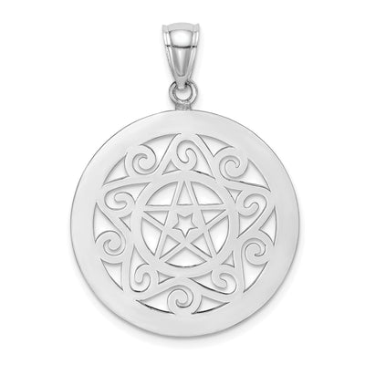 14K White Gold Polished Finish Tribal Star In Round Circle Frame Design Pendant at $ 195.08 only from Jewelryshopping.com