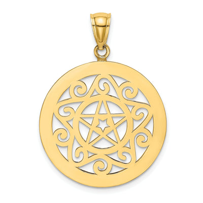 14K Yellow Gold Polished Finish Tribal Star In Round Circle Frame Design Pendant at $ 180.41 only from Jewelryshopping.com