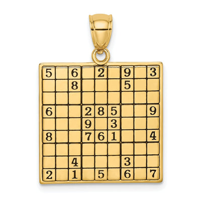 14K Yellow Gold Textured Polished Antiqued Finish Sudoku Game Board Charm Pendant at $ 300.31 only from Jewelryshopping.com