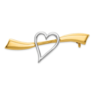 14k Two-tone Gold Solid Heart Pin at $ 210.8 only from Jewelryshopping.com