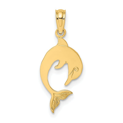 14k Yellow Gold Flat Back Casted Solid Polished Finish Dolphin Charm Pendant at $ 59.04 only from Jewelryshopping.com