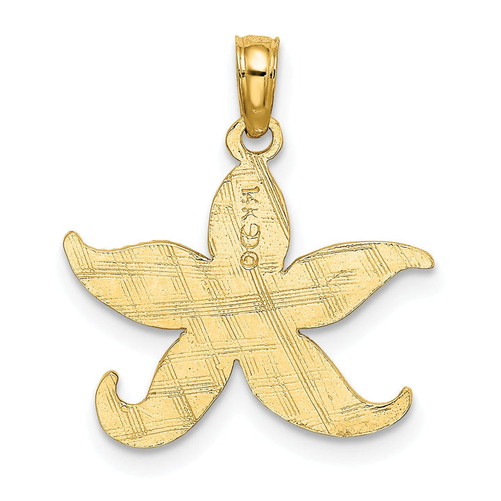 14K Yellow Gold Texture Polished Finish Starfish Charm Pendant