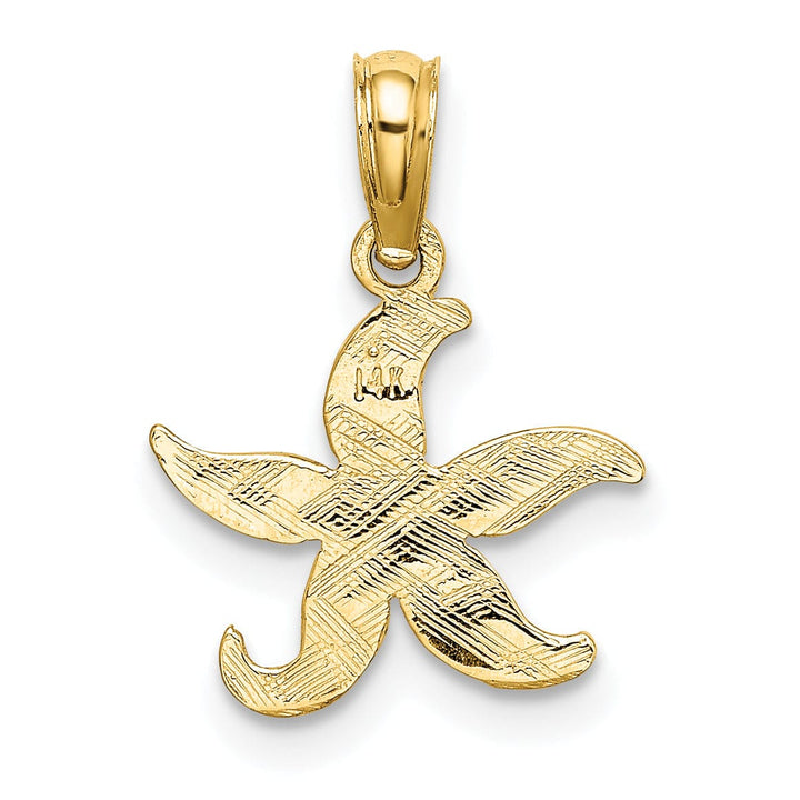 14K Yellow Gold Textured Polished Finish Starfish Charm Pendant