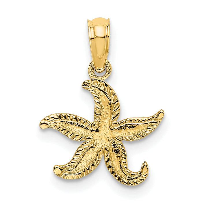 14K Yellow Gold Textured Polished Finish Starfish Charm Pendant