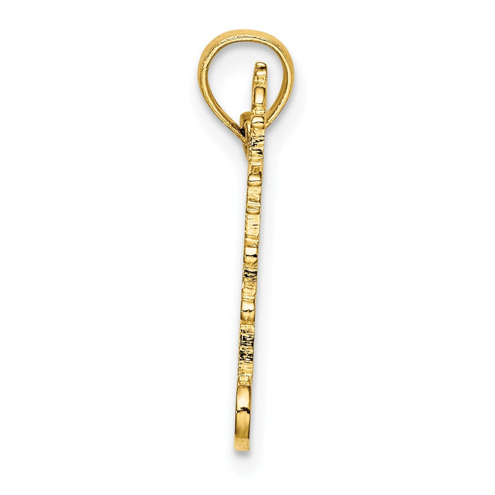 14K Yellow Gold Cut-Out Lighthouse with Water Design Charm Pendant