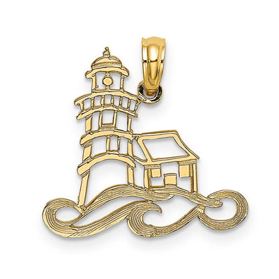 14K Yellow Gold Cut-Out Lighthouse with Water Design Charm Pendant at $ 103.02 only from Jewelryshopping.com