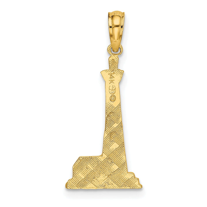 14K Yellow Gold Polished Finish Lighthouse with Side Building Charm