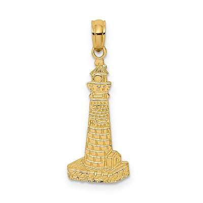 14K Yellow Gold Polished Texture Finish Flat Design Lighthouse Charm at $ 79.37 only from Jewelryshopping.com