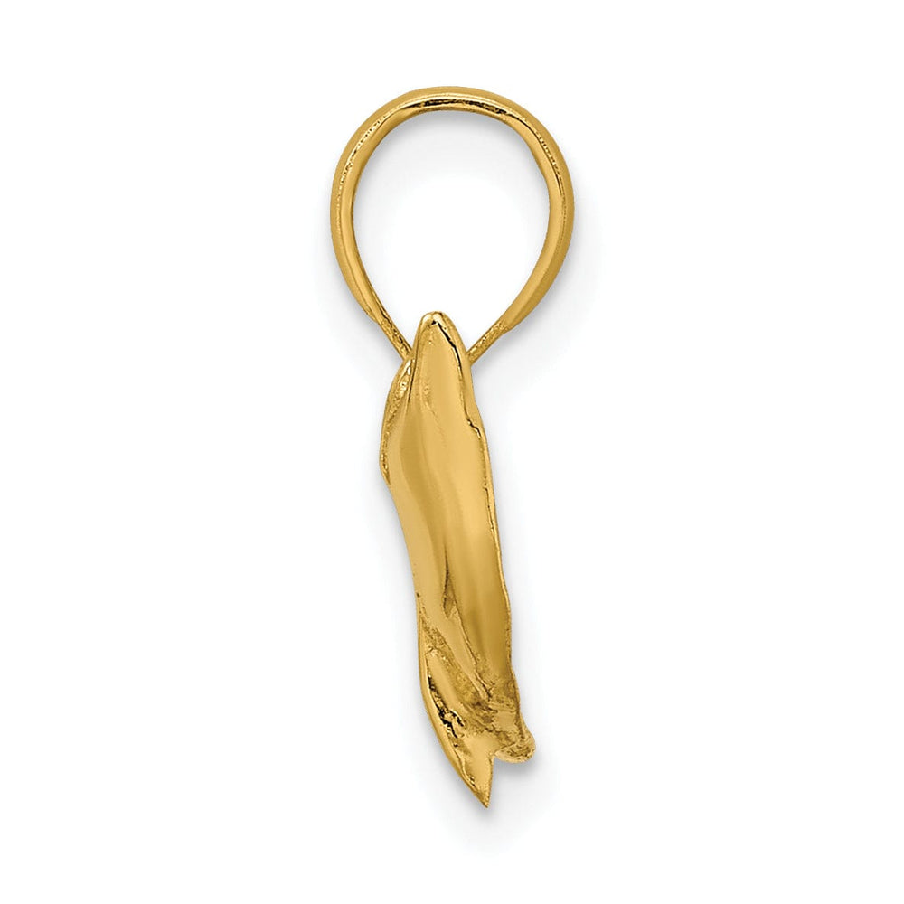 14k Yellow Gold Casted Open Back Polished Finish Jumping Dolphin Charm Pendant