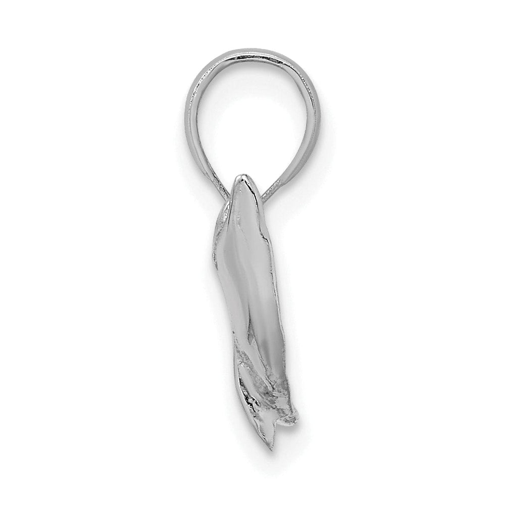 14k White Gold Casted Open Back Polished Finish Jumping Dolphin Charm Pendant