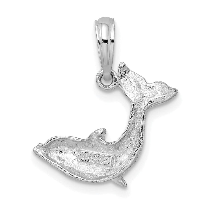 14k White Gold Casted Open Back Polished Finish Jumping Dolphin Charm Pendant