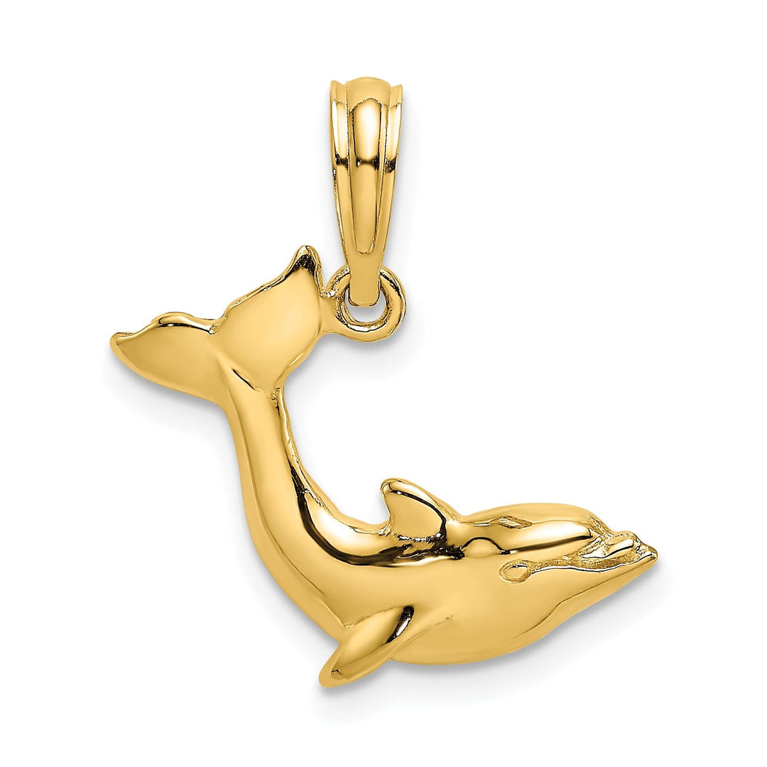 14k Yellow Gold Casted Open Back Polished Finish Jumping Dolphin Charm Pendant