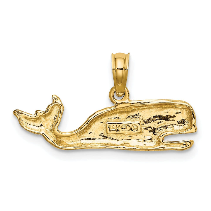 14K Yellow Gold Textured Polished Finish Whale Charm Pendant