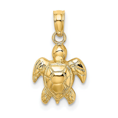 14k Yellow Gold Open Back Solid Casted Textured Polished Finish Mini Sea Turtle Charm Pendant at $ 82.35 only from Jewelryshopping.com