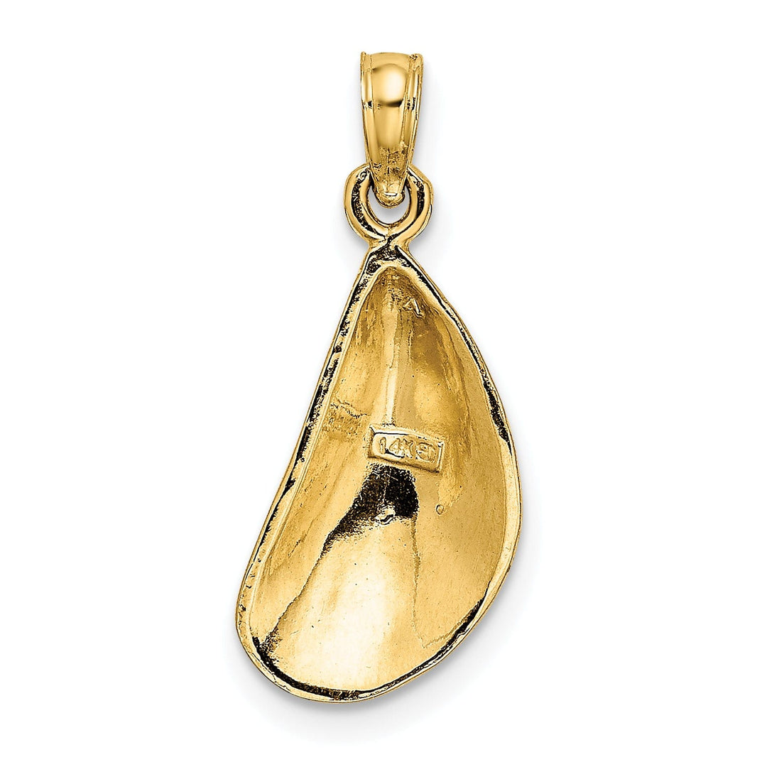 14K Yellow Gold Texture Polished Finish Mussel Shell Charm Pendant