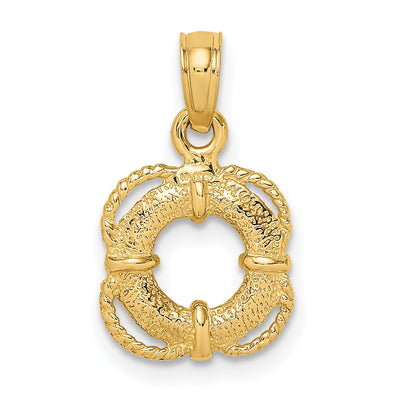 14K Yellow Gold Polished Finish 3-D Lifesaver Float with Rope Trim Charm at $ 133.14 only from Jewelryshopping.com