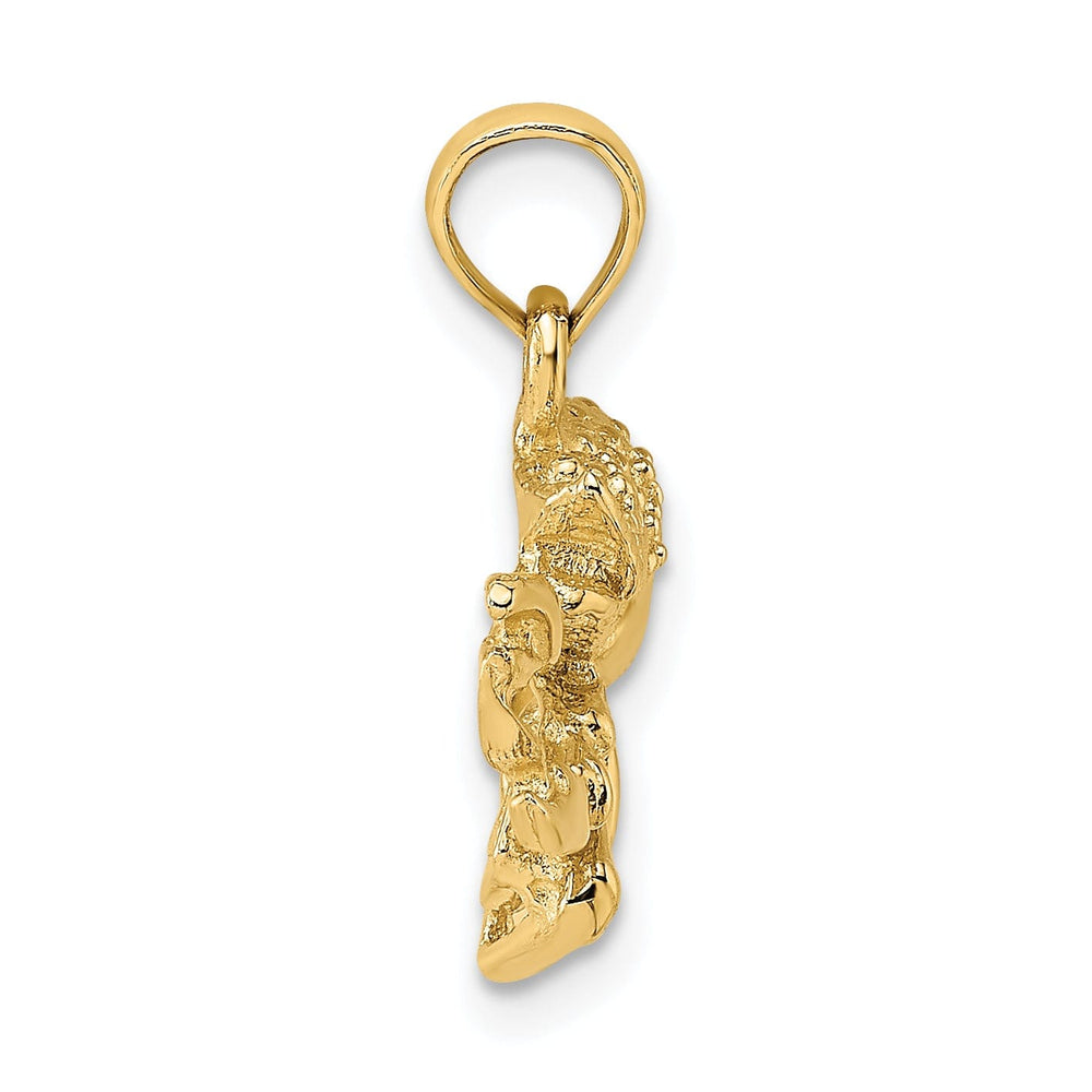 14K Yellow Gold Textured Polished Finish Solid Crawfish Pendant