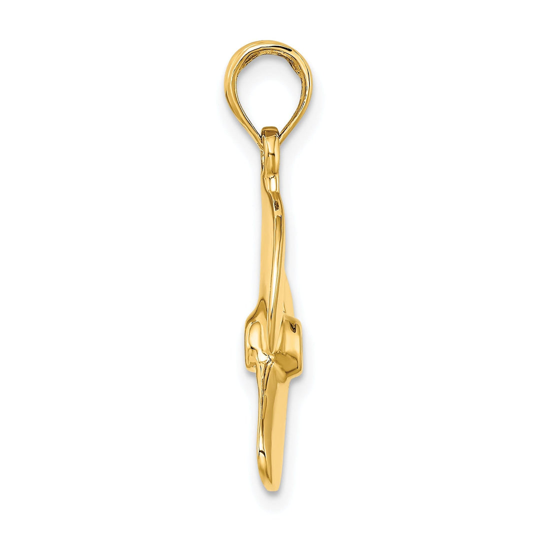 14K Yellow Gold 3-D Polished Finished Three Blade Boat Propeller Charm