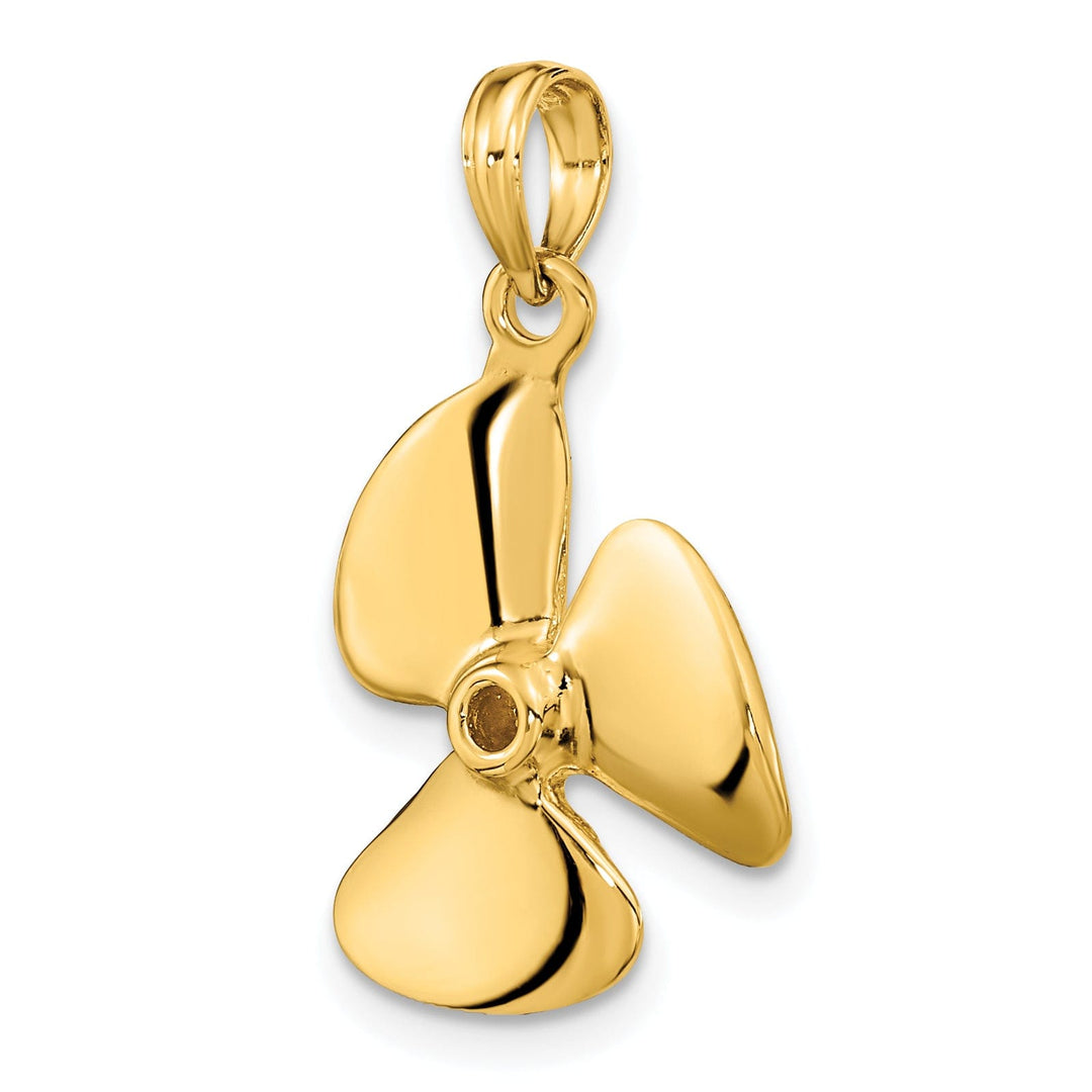 14K Yellow Gold 3-D Polished Finished Three Blade Boat Propeller Charm