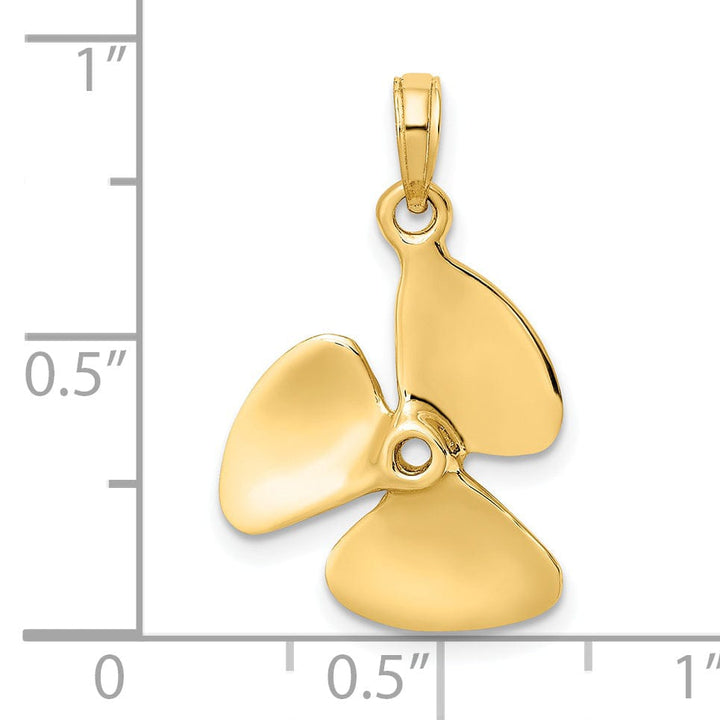 14K Yellow Gold 3-D Polished Finished Three Blade Boat Propeller Charm