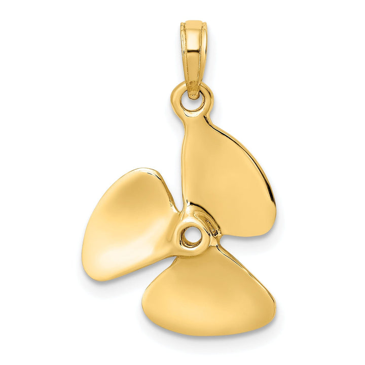 14K Yellow Gold 3-D Polished Finished Three Blade Boat Propeller Charm