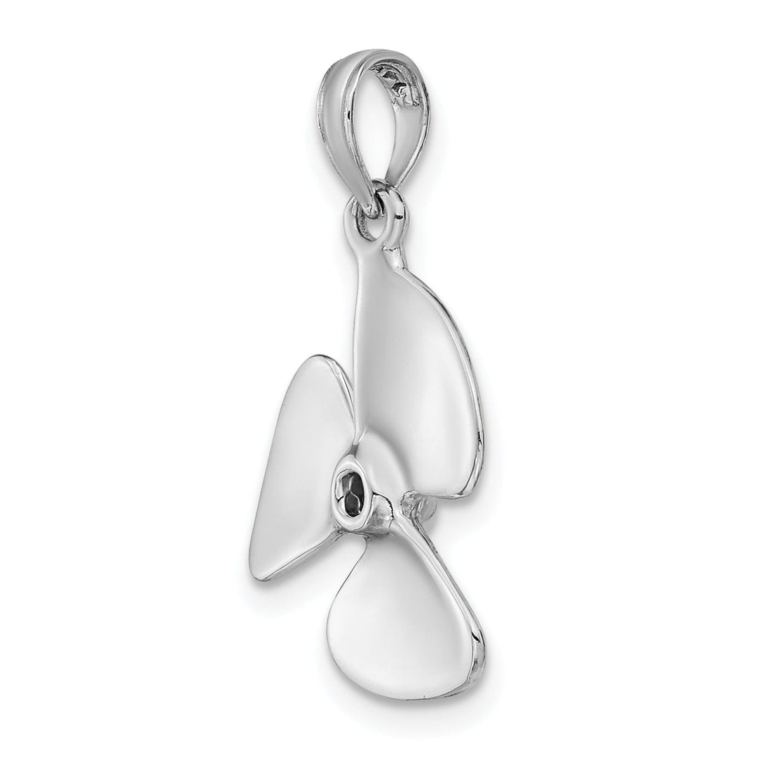 14K White Gold 3-D Polished Finished Three Blade Boat Propeller Charm