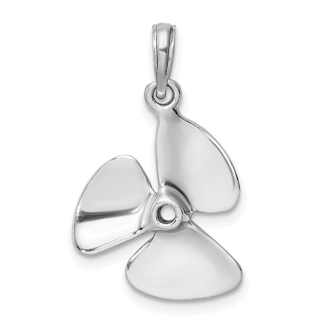 14K White Gold 3-D Polished Finished Three Blade Boat Propeller Charm