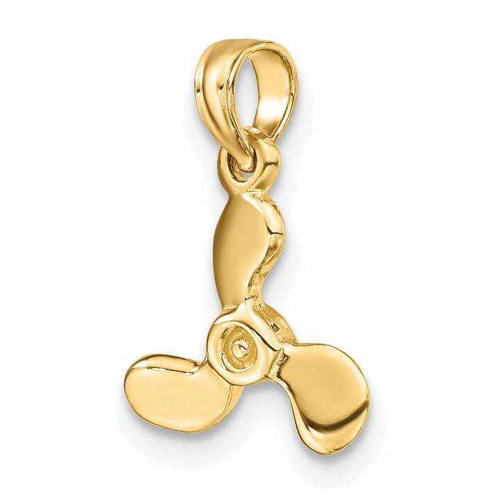 14K Yellow Gold 3-D Polished Finished Mini Three Blade Boat Propeller Charm