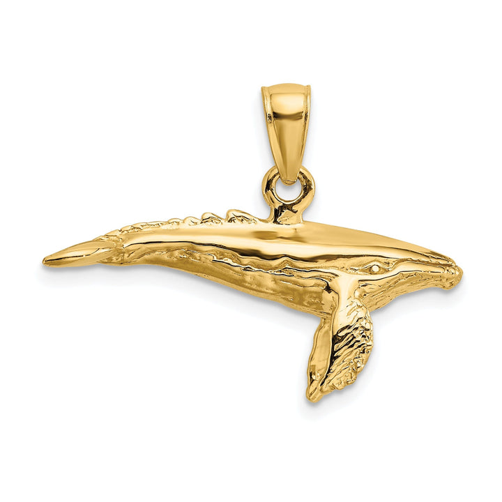 14K Yellow Gold 3-Dimensional Polished Textured Finish Underside Humpback Whale Charm Pendant