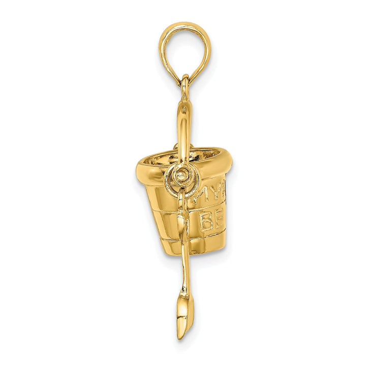 14K Yellow Gold Polished Finish 3-Dimensional MYRTLE BEACH Florida Bucket and Shovel Charm Pendant