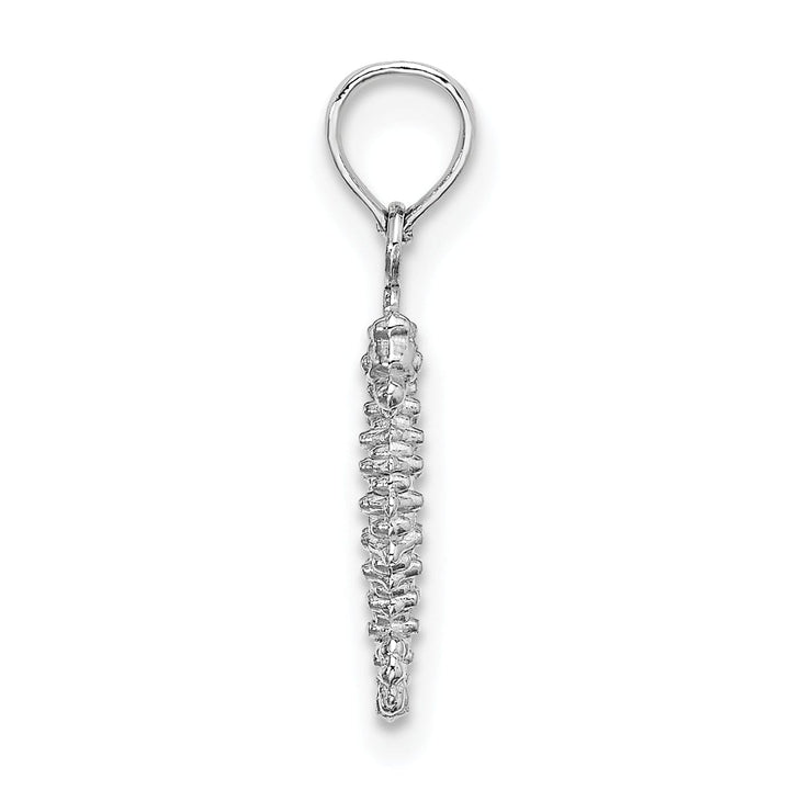 14K White Gold Solid Texture Polished Finish 3-Dimensional Mini Size Seahorse Charm Pendant