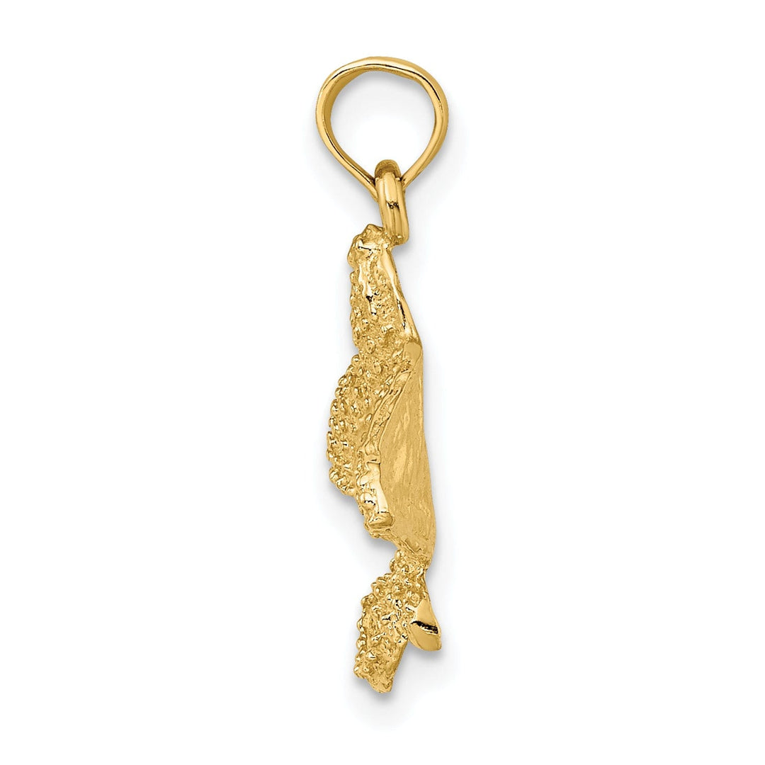 14K Yellow Gold Solid Textured Casted Polished Finish Spotted Eagle Ray Charm Pendant