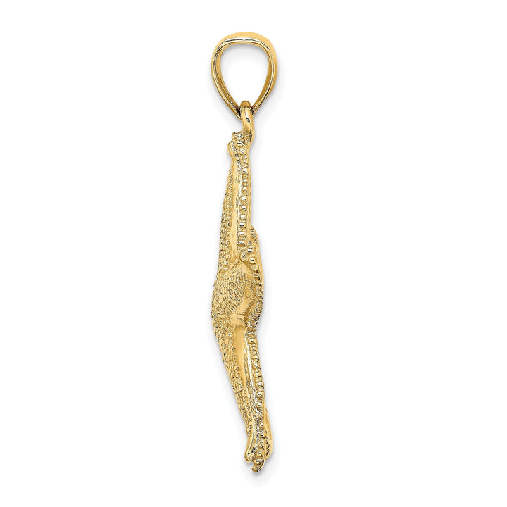 14K Yellow Gold Solid Beaded Design Starfish Pendant