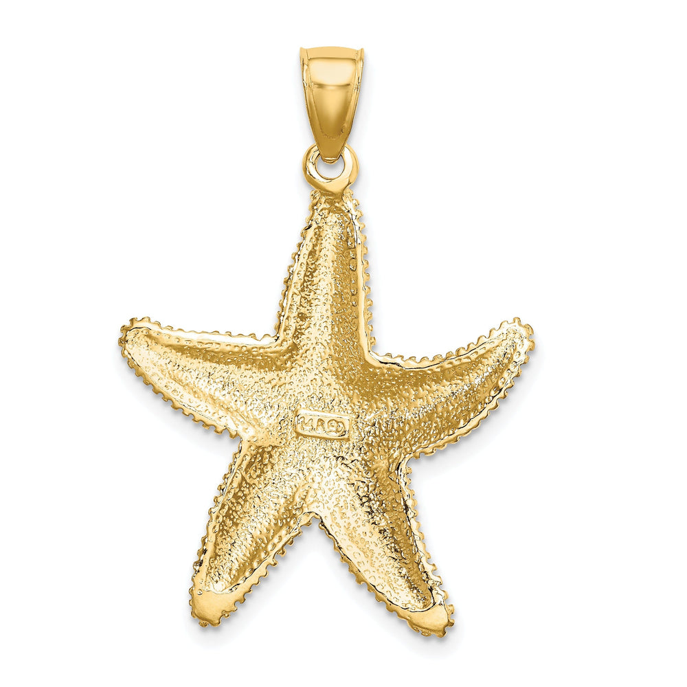 14K Yellow Gold Solid Beaded Design Starfish Pendant