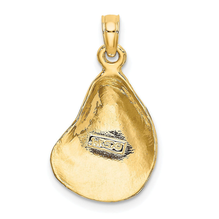 14K Yellow Gold Texture and Polished Finish Oyster Shell Charm Pendant