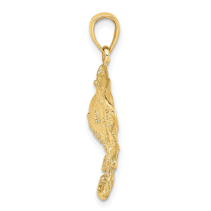 14K Yellow Gold Textured Casted Solid Polished Finish Stingray Charm Pendant